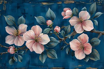 Prachtige bloemen op blauwe achtergrond van Art & Soul Creations
