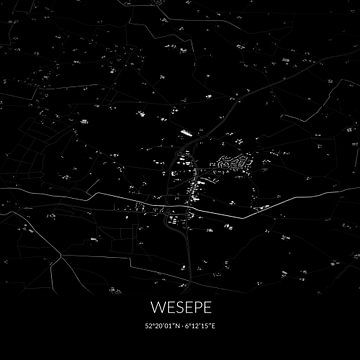 Schwarz-weiße Karte von Wesepe, Overijssel. von Rezona