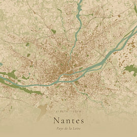 Vintage map of Nantes, France by Prints of Place