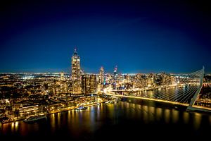 Rotterdam city centre evening view 