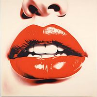 Volle rote Lippen im Stil von Andy Warhol