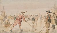 Hendrick Avercamp. Schaatsers die een golf spelen, 1615 van 1000 Schilderijen thumbnail