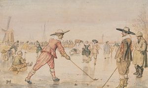 Hendrick Avercamp. Schaatsers die een golf spelen, 1615