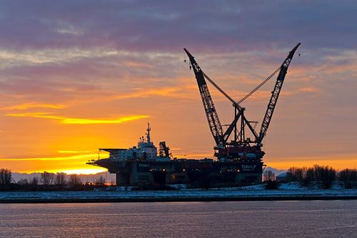 Thialf après le coucher du soleil à Rotterdam