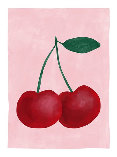 Cerises rouges avec une feuille verte