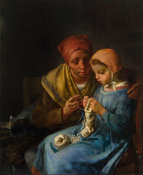 Die Strickstunde, Jean-François Millet von Meisterhafte Meister