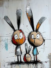 Rabbits Fam by Eye catching paintings