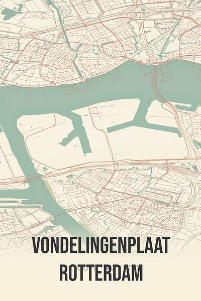 Vintage map of Vondelingenplaat Rotterdam (South Holland) by Prints of Place