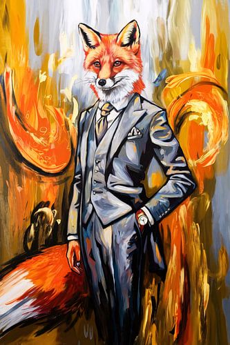 Renard stylé dans une œuvre d'art surréaliste