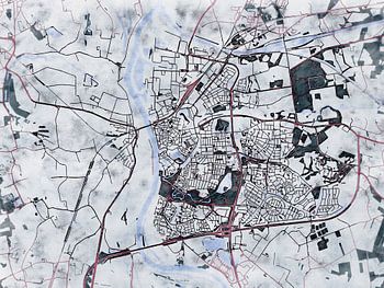 Kaart van Zutphen in de stijl 'White Winter'