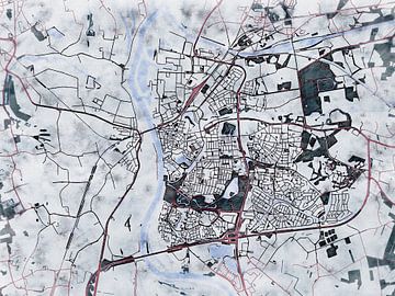 Kaart van Zutphen in de stijl 'White Winter' van Maporia