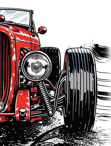 Retro rood vintage klassieke auto pop art portret