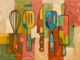 Art culinaire rétro pour une cuisine (de maison) pleine de charme ou pour la restauration