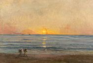 Ondergaande zon bij Villerville, Charles François Daubigny van Meesterlijcke Meesters thumbnail