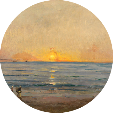Ondergaande zon bij Villerville, Charles François Daubigny