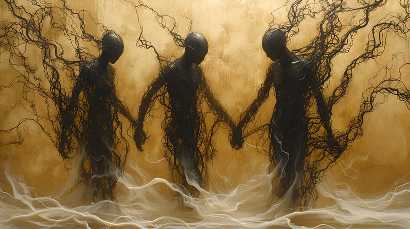 Abstract Art Women Portrait Bronze Gold Beige Determination for Change by Manipulation melody