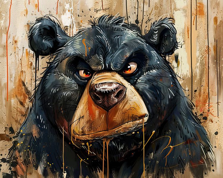 Bear Colourful Portrait | Bear with Attitude by Eye catching paintings