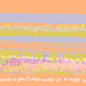geometrische Landschaft mit Rechtecken und Kreisen