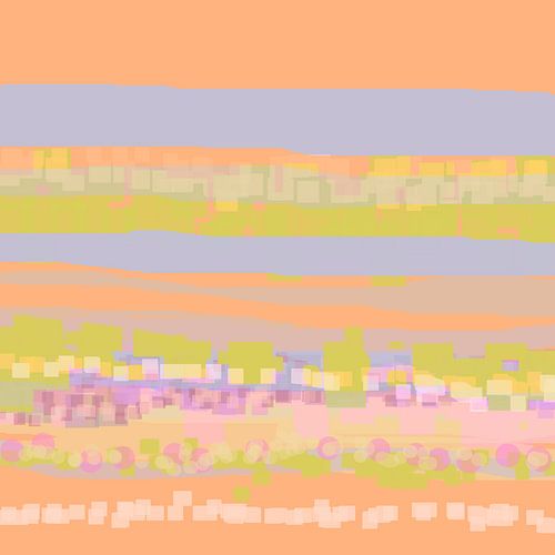 Geometrisch landschap met rechthoeken en cirkels
