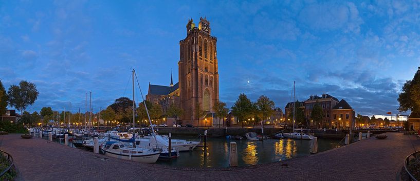 Panorama Grote Kerk Dordrecht aan de haven van Anton de Zeeuw