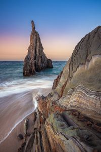Plage des Asturies Playa de Mexota au coucher du soleil