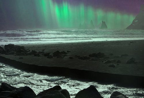 Noorderlicht bij Vik, IJsland