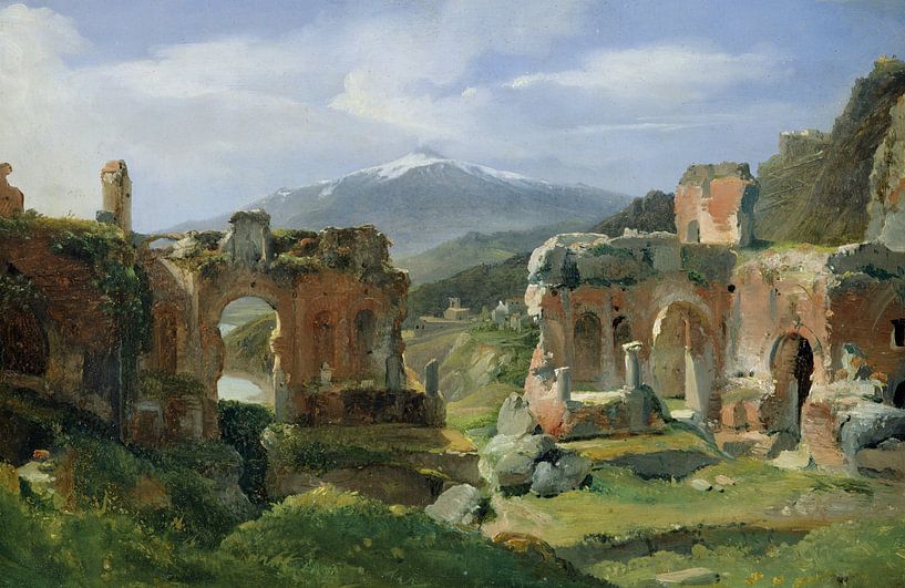 Achille Etna Michallon,Ruïnes van het theater in Taormina van finemasterpiece