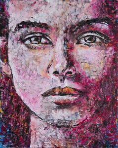 Painting face woman by Anja Namink - Paintings
