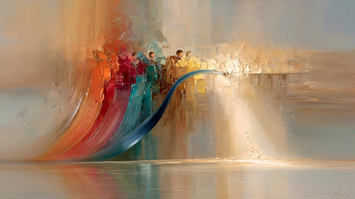 Peinture abstraite pleine de vie : L’amour qui s’écoule vers la lumière