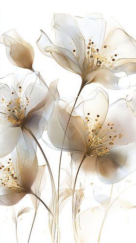 wit en goud - bloemen en veren