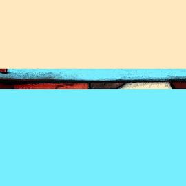 Abstrakte Farbfelder / Blau, Beige, Rot von Kerstin Franz