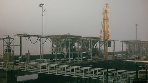 Foggy Harbor Works – Yellow Crane & Industrial Piers