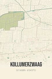 Alte Karte von Kollumerzwaag (Fryslan) von Ortsdrucke