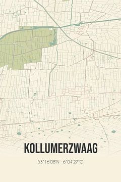 Vintage landkaart van Kollumerzwaag (Fryslan) van Rezona