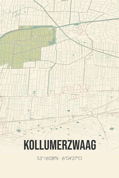 Vintage map of Kollumerzwaag (Fryslan) by Prints of Place