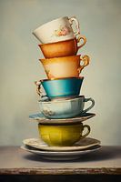 Stack of coloured cups