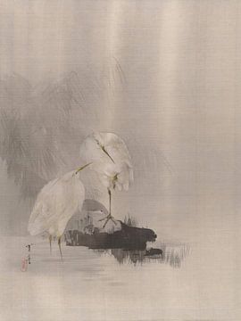 Watanabe Seitei - Heron at the water's edge (1887) by Peter Balan