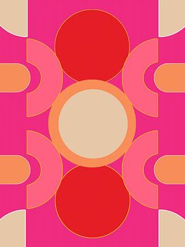 Abstract 01 | Een werk dat door zijn vrolijke kleuren rood, roze en oranje de zomer in je huis brengt van Wil Vervenne