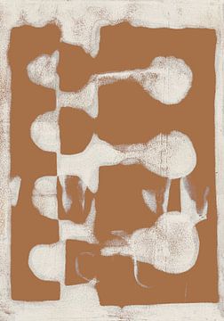 Abstracte organische vormen in terracotta en wit nr. 1 van Dina Dankers