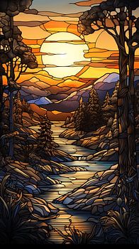 Evening sun (glas in lood)