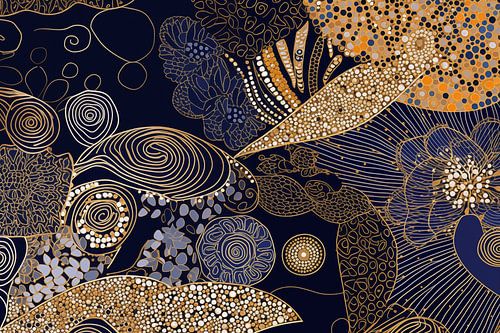 Complex Patterns on Dark Blue