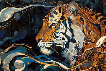 Tijger van Abstract Schilderij
