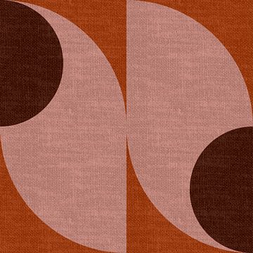 Moderne abstracte retro geometrische vormen in aardetinten: bruin, roze terracotta van Dina Dankers