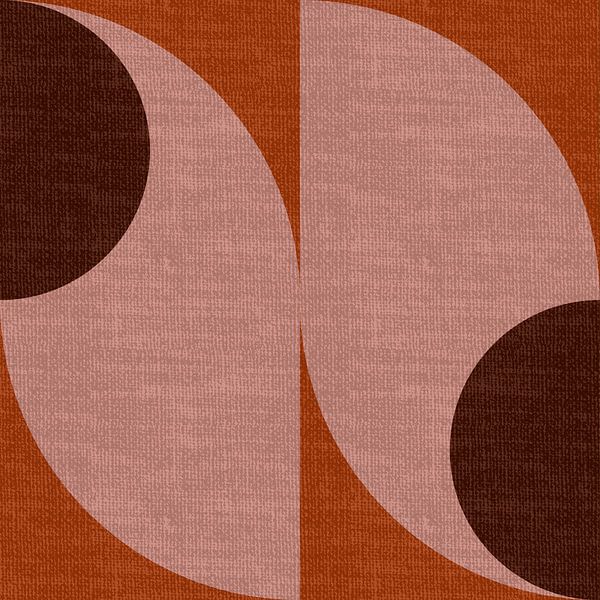 Modern abstract retro  geometric shapes in earthy tints: brown, pink terracotta by Dina Dankers