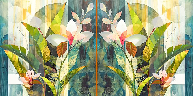 Modern Art collage Floral motif by Vlindertuin-Art