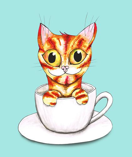 Gestreepte koffie kat