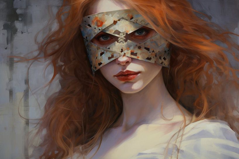 Portrait de femme mystérieuse rouge par Peintures accrocheuses