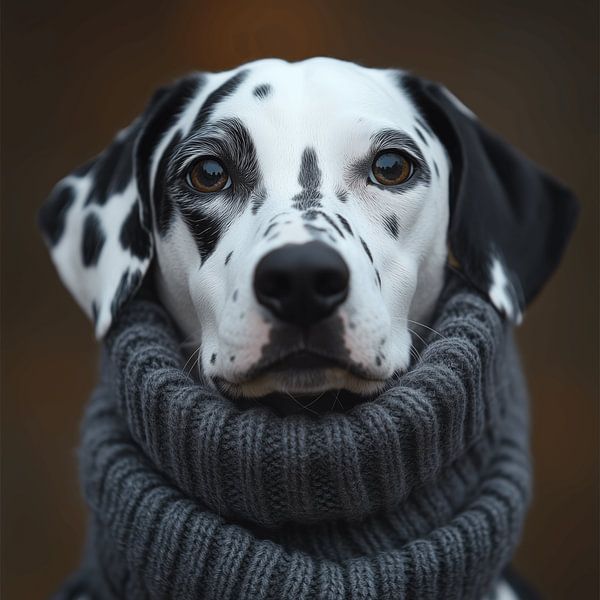 Dalmatian dressed for winter by Ton Kuijpers