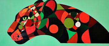 Creatieve panterkop in felle kleuren van Poster Art Shop