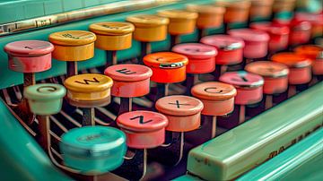 Kleurrijk retro toetsenbord typemachine van Vlindertuin-Art